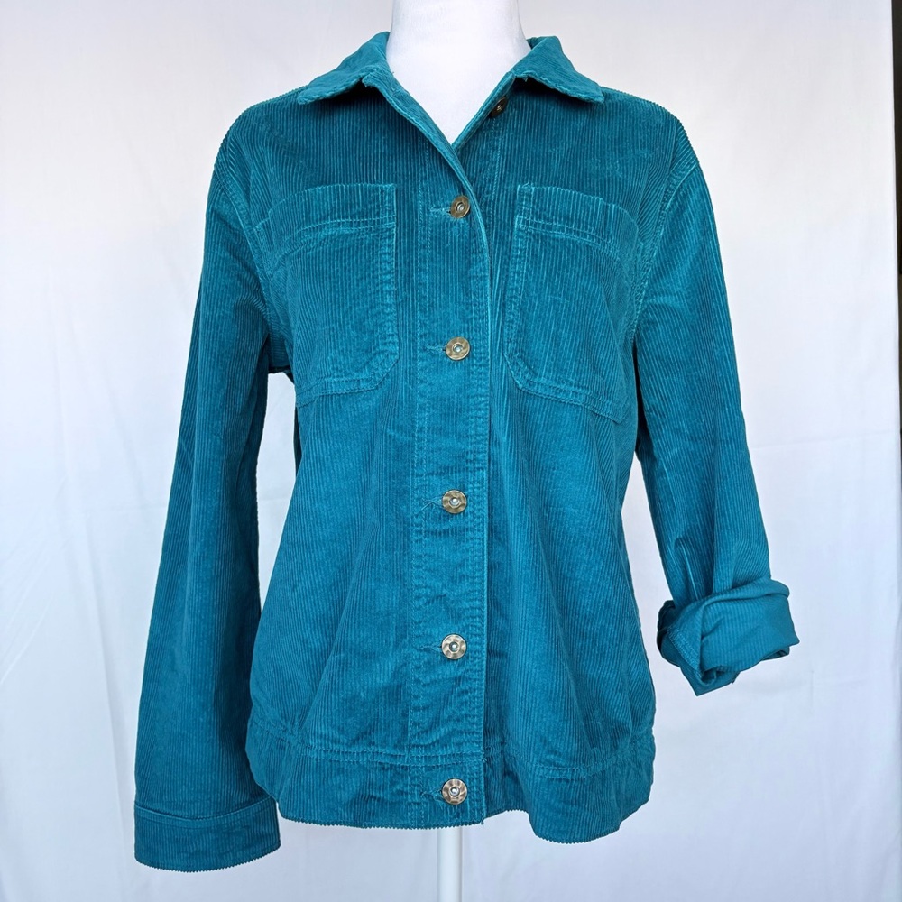 NWT Northern Reflections Corduroy Boyfriend Women’s Teal Jacket Cottagecore Sz M - Picture 3 of 10